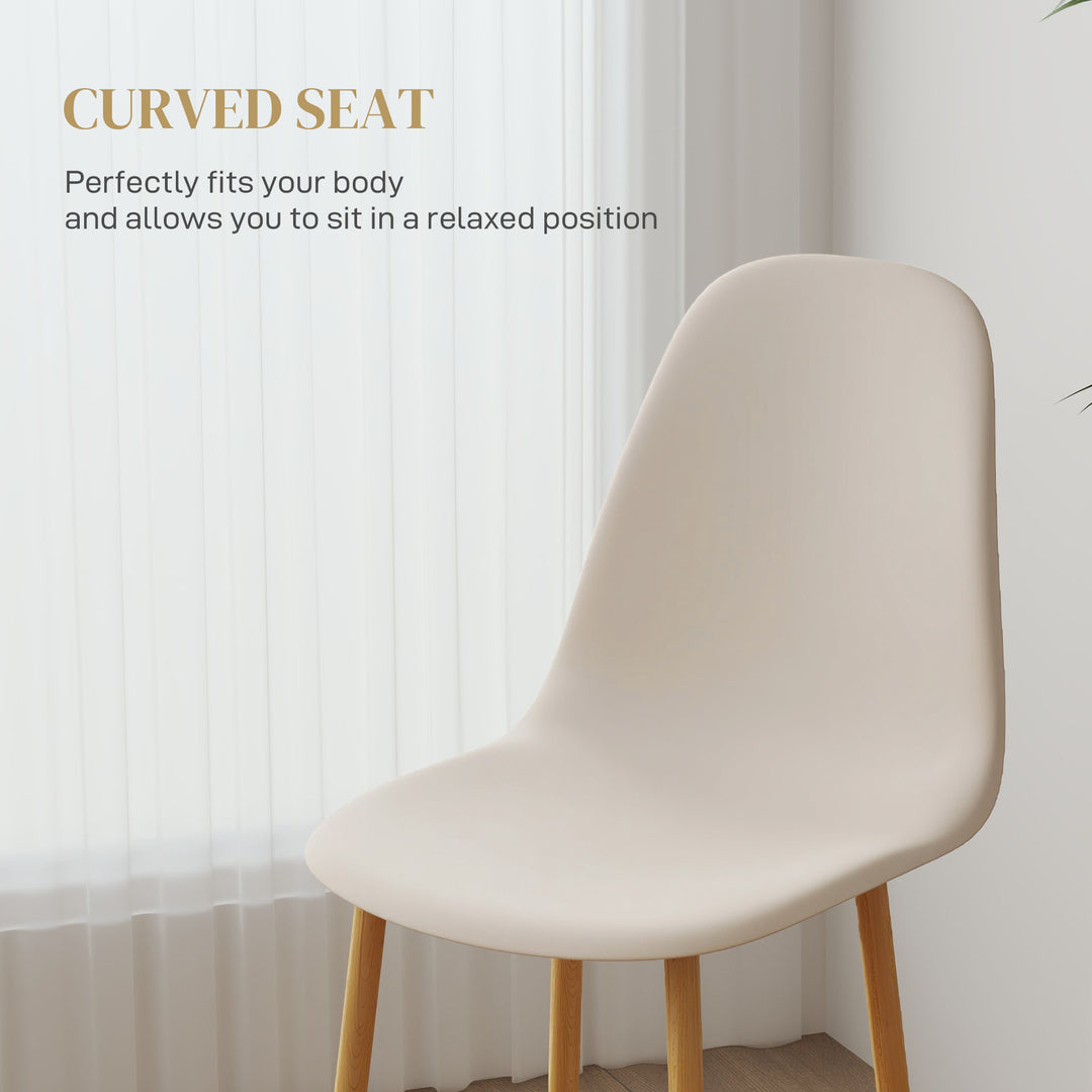 Modern Dining Chairs Set of 4, Kitchen Chairs with Backrest and Steel Legs for Dining Room, Living Room, Khaki