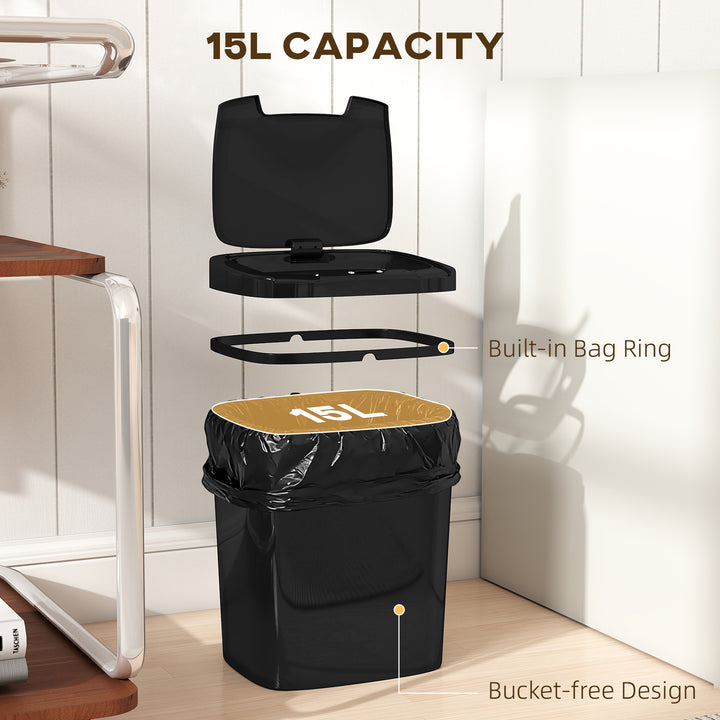 15L Sensor Bin, Automatic Touchless Kitchen Bin, Easy Clean, Battery Operated for Home Office, Bedroom, Bathroom