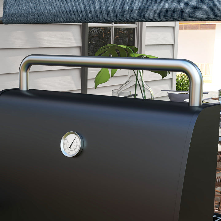 Charcoal BBQ, with Thermometer, Shelves and Wheels