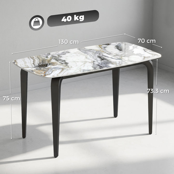 Dining Table for 4, Modern Kitchen Table with Sintered Stone Tabletop,