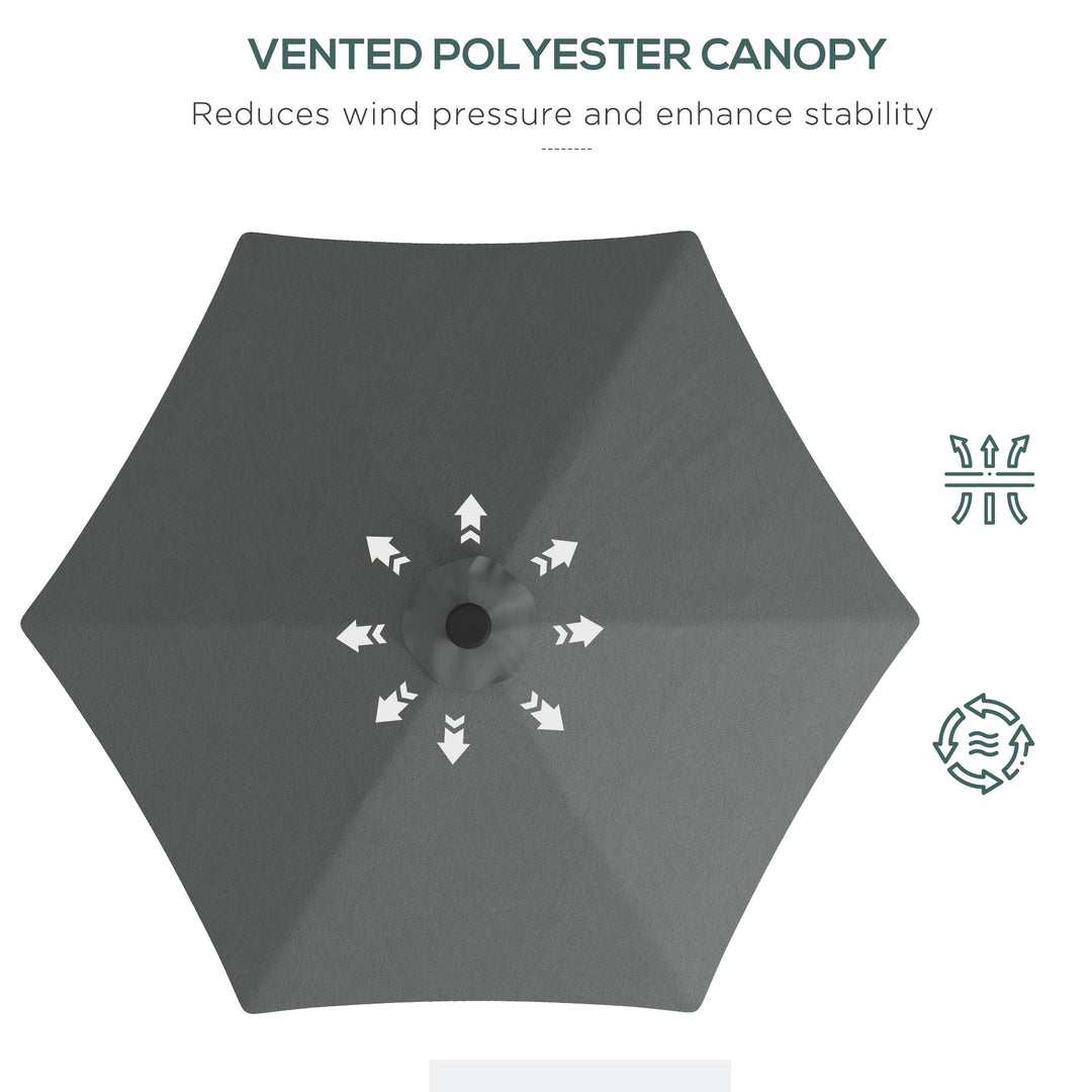 3(m) Solar LED Cantilever Parasol - Dark Grey