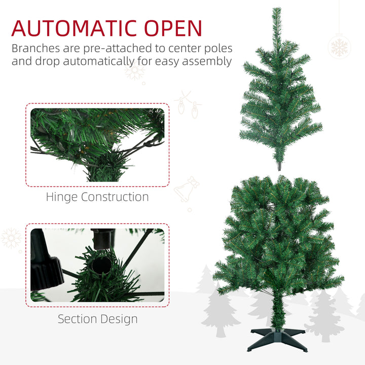 5' Artificial Prelit Christmas Trees Holiday Décor with Warm White LED Lights, Auto Open, Tinsel, Ball, Star