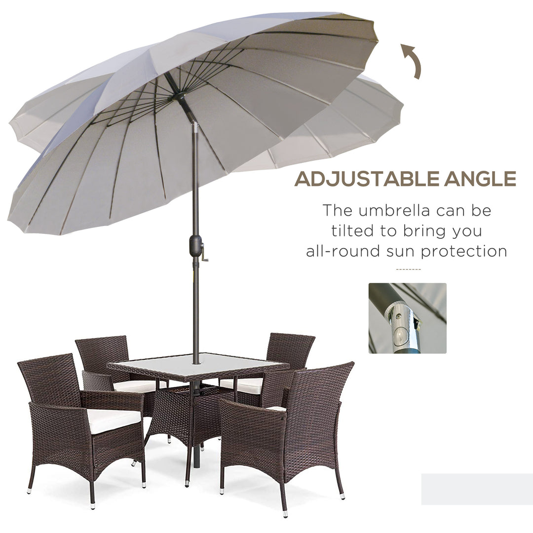 2.5m Tilting Parasol, with Pleated Canopy - Light Grey