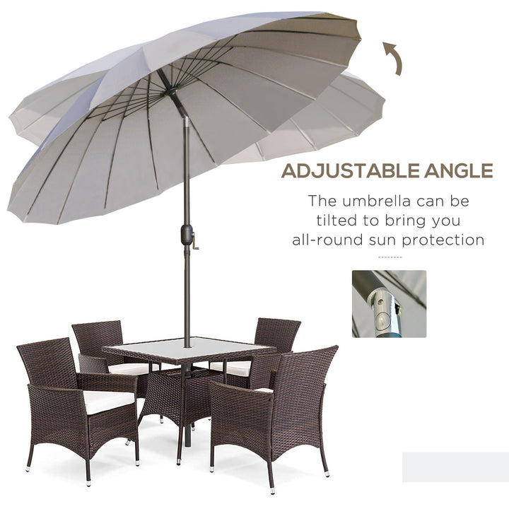 2.5m Tilting Parasol, with Pleated Canopy - Light Grey