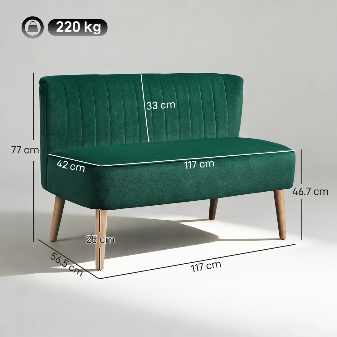 117cm Loveseat Sofa Upholstered Small 2 Seater Sofa with Thick Padded 