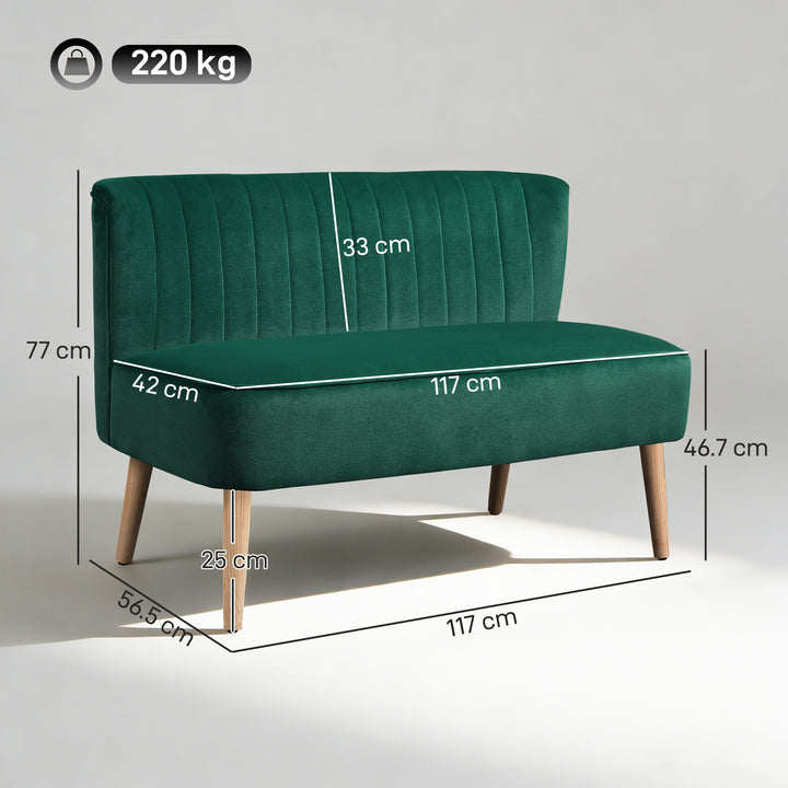 117cm Loveseat Sofa Upholstered Small 2 Seater Sofa with Thick Padded 