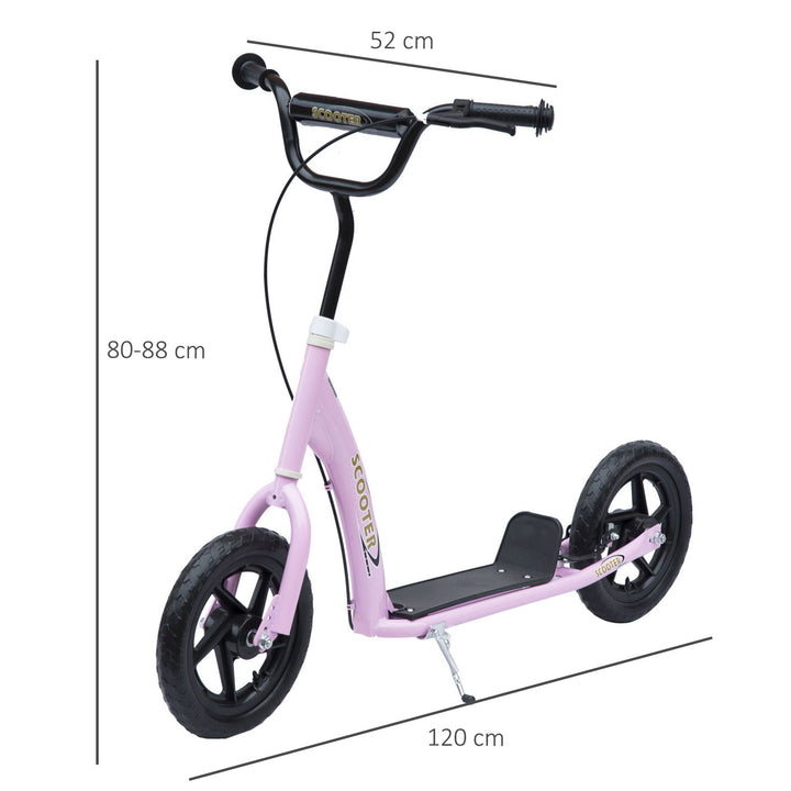 Kids Scooter Kick Scooter, with 12" EVA Tyres, Rear Brake, Big Wheels Scooter for 5-12 Years , Pink