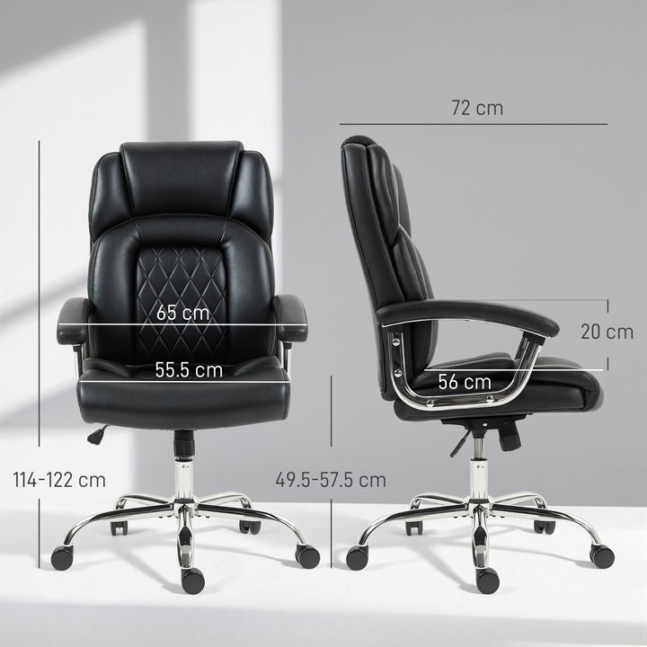 Big and Tall Office Chair 180kg with Spring Cushion, PU Leather - Blac