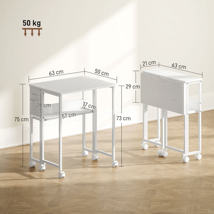 63 cm Drop Leaf Writing Work Desk - White