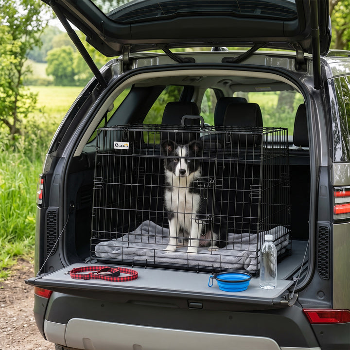 35"(90 cm) Car Dog Crate Medium Large Collapsible Slanted Travel Dog C