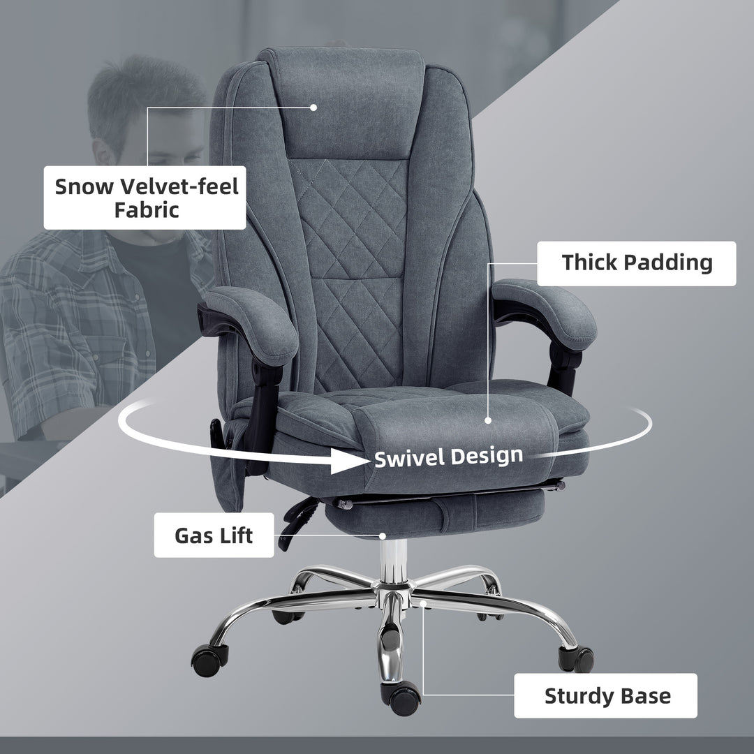 Massage Office Chair, Heated Reclining Computer Chair with Adjustable Height and Footrest, Dark Grey