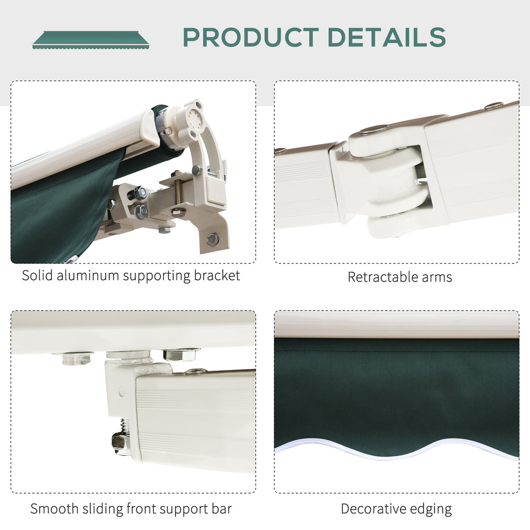 Manual Retractable Awning, 2.5x2 m-Dark Green