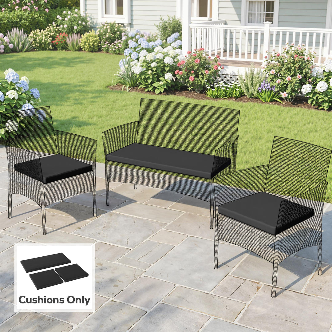 Outdoor Seat Cushion Pads for Rattan Furniture, 3 PCs Garden Furniture