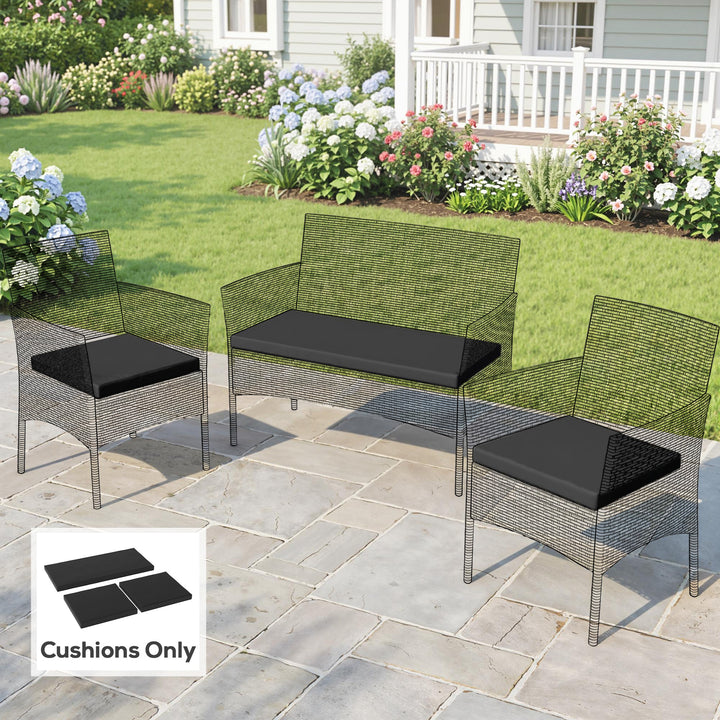 Outdoor Seat Cushion Pads for Rattan Furniture, 3 PCs Garden Furniture