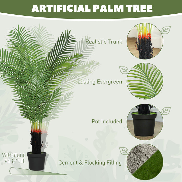 150cm Artificial Areca Palm Tree with 12 PE Leaves, Decorative Artificial Plant with Plastic Pot and Flocked Soil, Fake Plant for Home Office Decor, Green