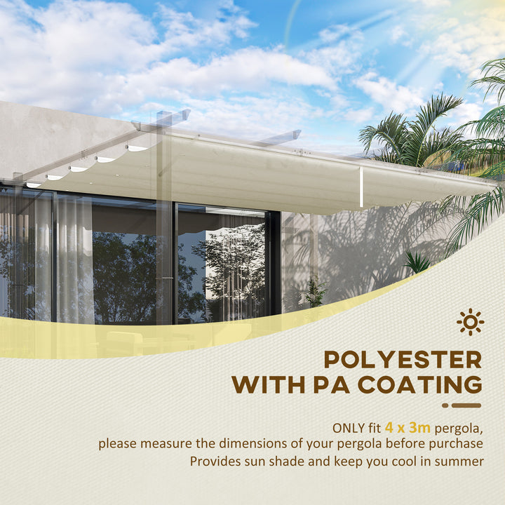 Retractable Pergola Shade Cover, Replacement Canopy for 4 x 3 (m) Pergola, Retractable Roof, Cream White