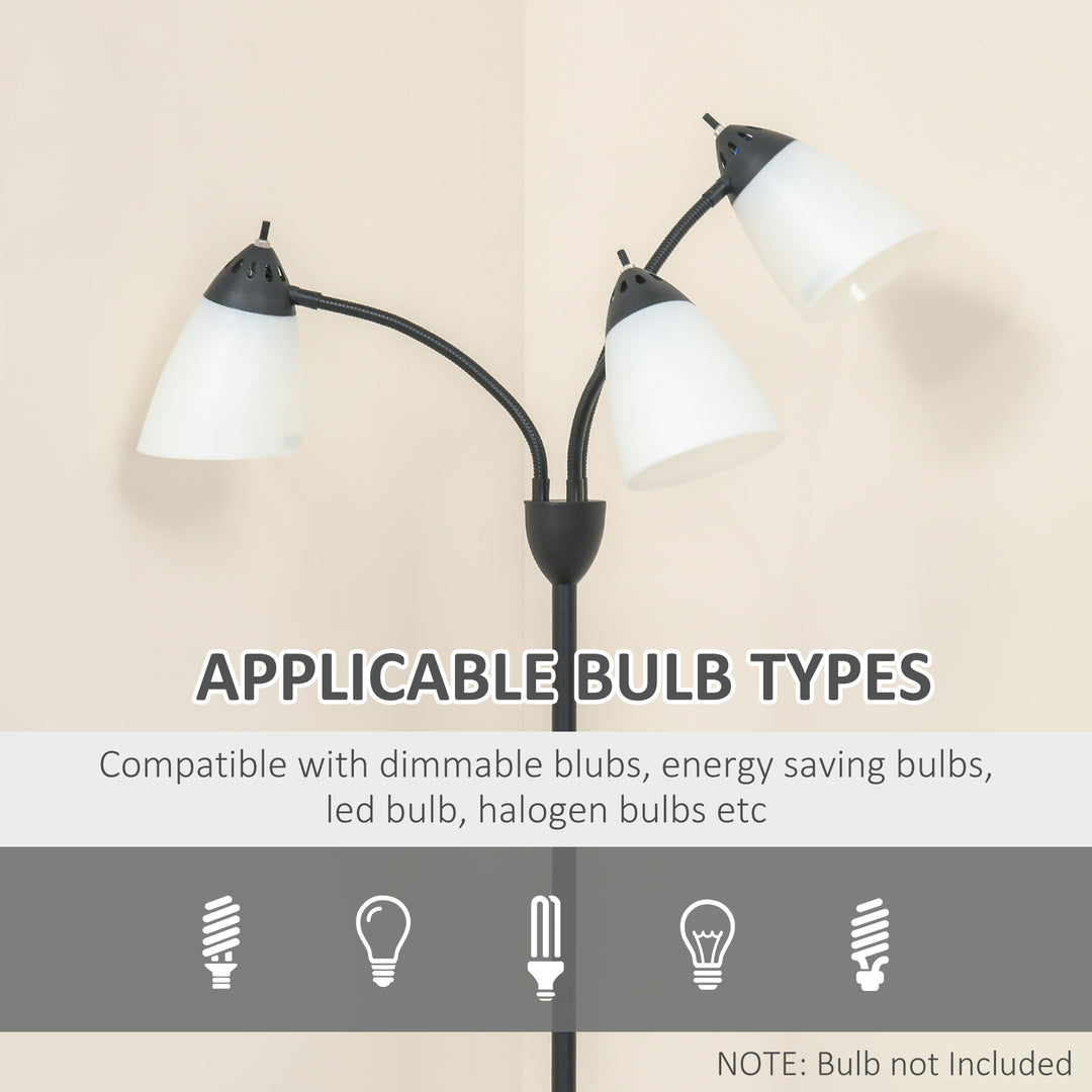 Arc Tree Floor Lamp with 3 Adjustable Rotating Lights, Industrial Standing Lamp with Steel Frame for Bedroom Living Room, 155cm, Black