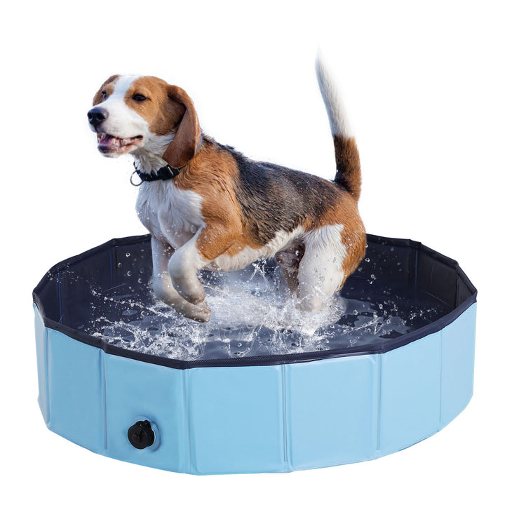 PawHut Pet Swimming Pool, Foldable, 80 cm Diameter-Blue | Aosom UK