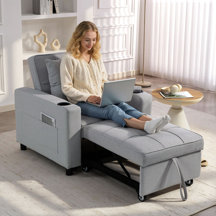 3-in-1 Single Sofa Bed, Convertible Sleeper Chair Bed
