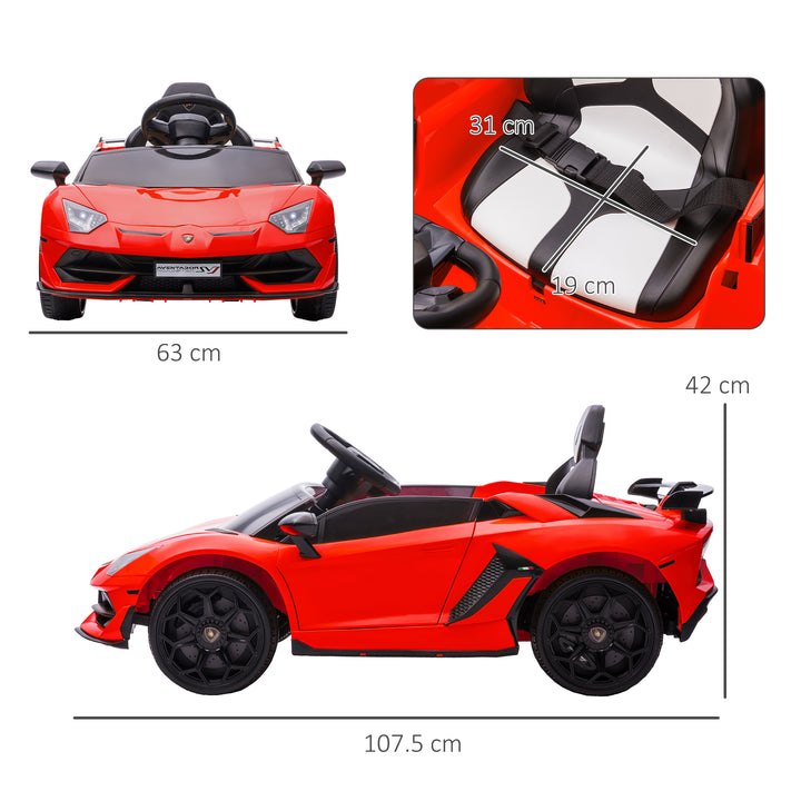 Lamborghini Licensed 12V kids Electric Car w/ Butterfly Doors, Remote, Music, Horn, Suspension - Red
