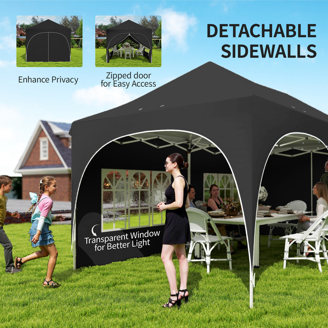 3 x 6m Pop Up Gazebo Shelter with Sides, 6 Sandbags, Peak Top Garden P