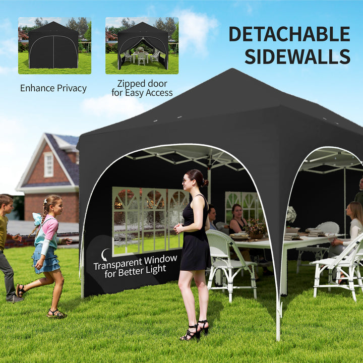 3 x 6m Pop Up Gazebo Shelter with Sides, 6 Sandbags, Peak Top Garden P