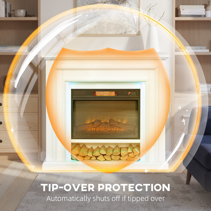 MCL Electric Fireplace with Surround, LED Lights, 38" 1800W Inset Electric Fire and Mantel Reach up to 30 m² with Realistic Flame Effect & 3 Brightness, Remote & Timer for Living Room, White