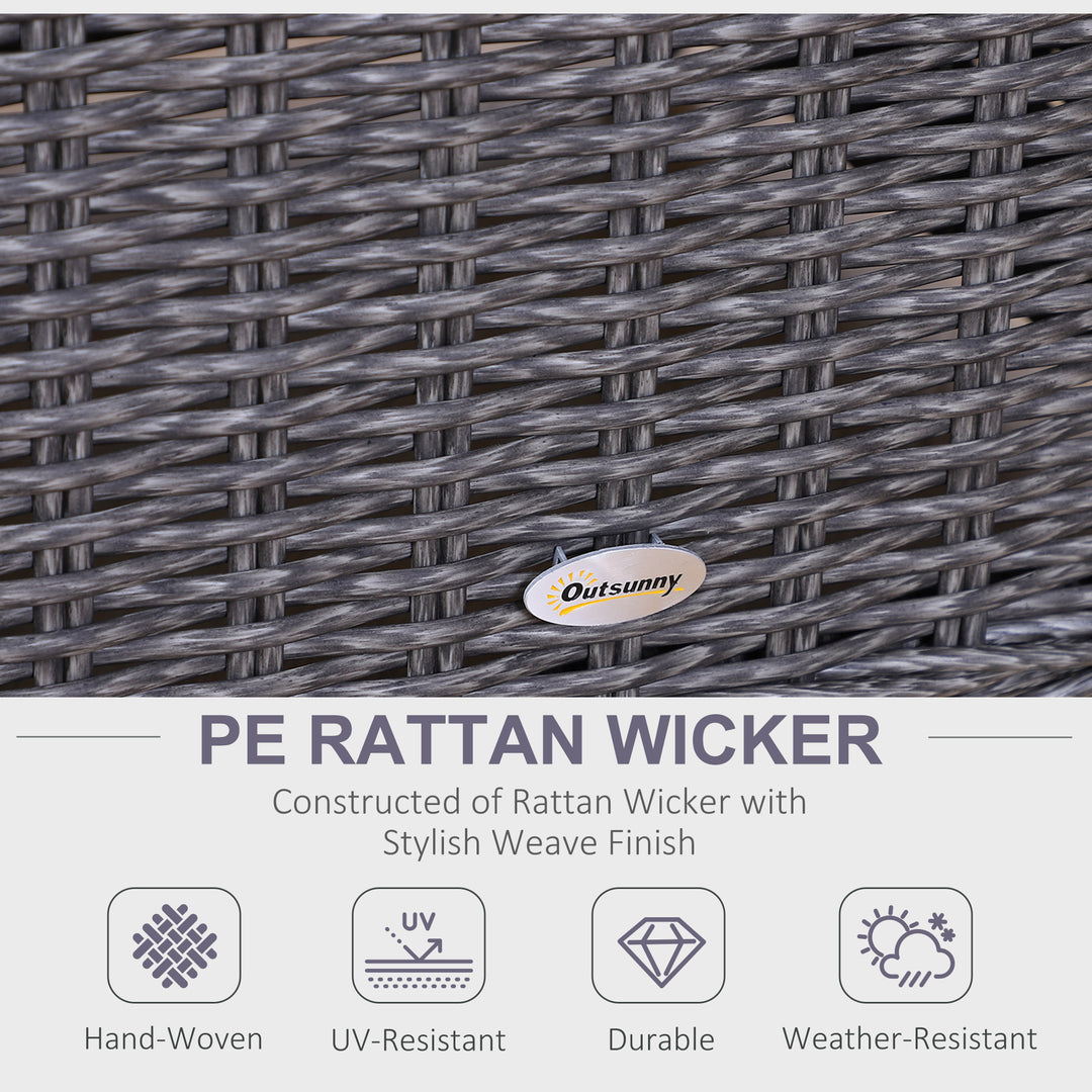 5PCS Deluxe Garden Rattan Furniture Sofa Chair & Stool Table Set Patio Wicker Weave Furniture Set Aluminium Frame Fully-assembly - Grey