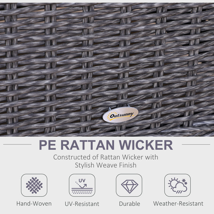 5PCS Deluxe Garden Rattan Furniture Sofa Chair & Stool Table Set Patio Wicker Weave Furniture Set Aluminium Frame Fully-assembly - Grey