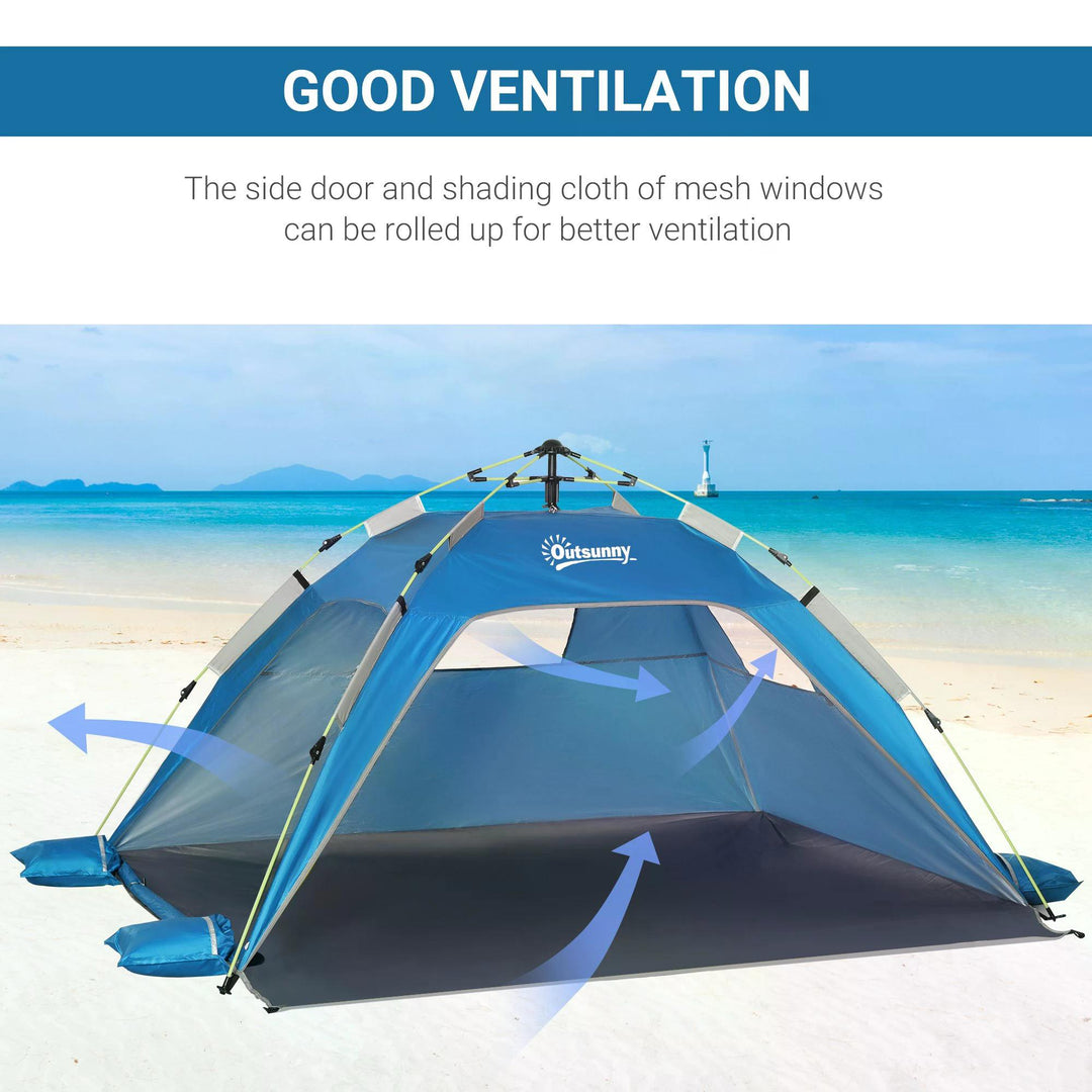 Beach Tent for 1-2 Person Pop-up Design with 2 Mesh Windows & 2 Doors Sky Blue