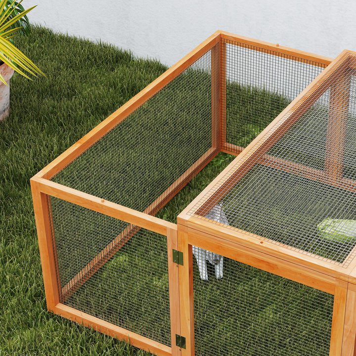 MCL Wooden Rabbit Hutch Cage 6ft with Wire Mesh, Openable Roof, Play Space for Outdoor, Natural Wood Finish