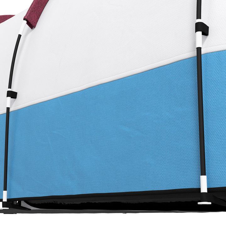Camping Tent, Large Tunnel Tent with Bedroom and Living Area, 2000mm Waterproof, Portable with Bag for 2-3 Man, Red