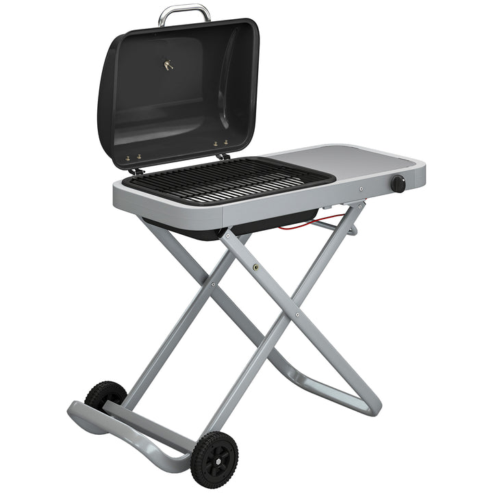 Foldable Gas BBQ Grill with Side Table, Portable Gas Barbecue Grill wi