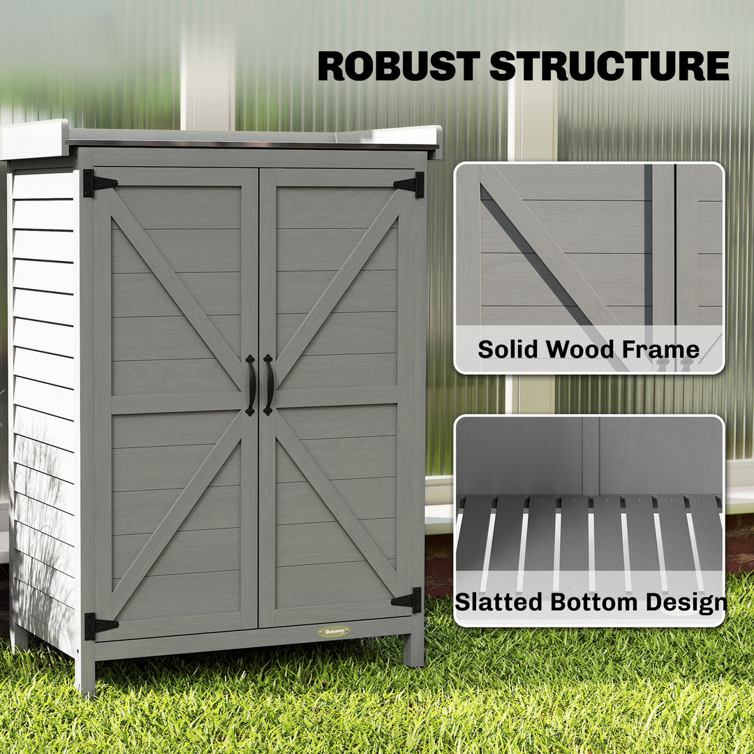 Wooden Garden Shed, Garden Tool Storage Shed with Shelf and Side Hooks