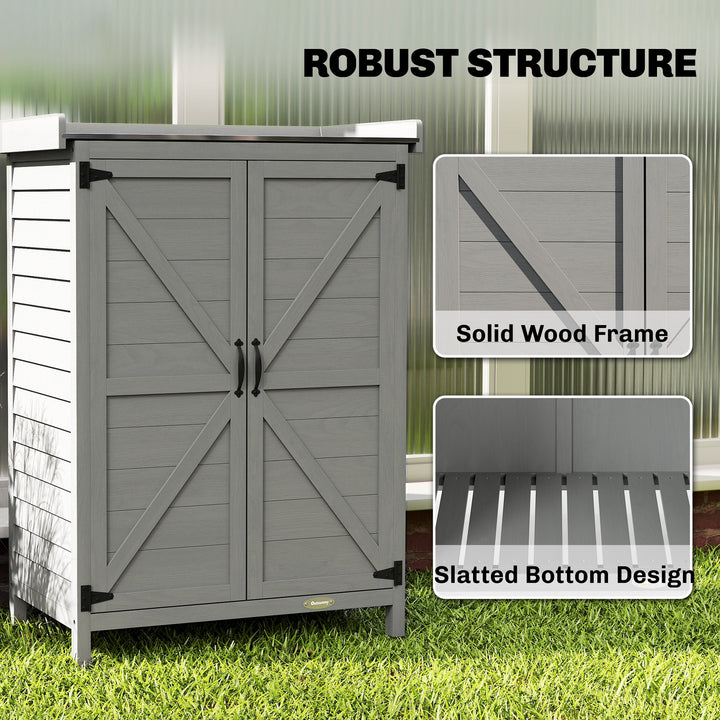 Wooden Garden Shed, Garden Tool Storage Shed with Shelf and Side Hooks