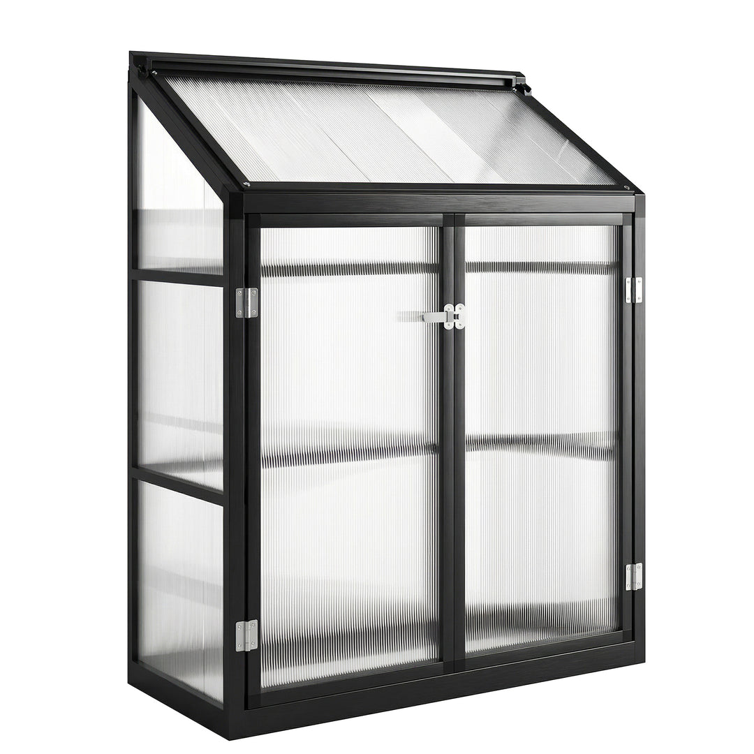 Polycarbonate Greenhouse with Hinged Door, Top Vent, Lean-to Green Hou