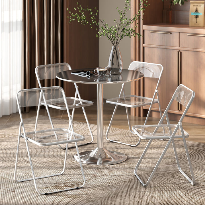 Foldable Chairs, Folding Chairs with Transparent Seat and Backrest, He