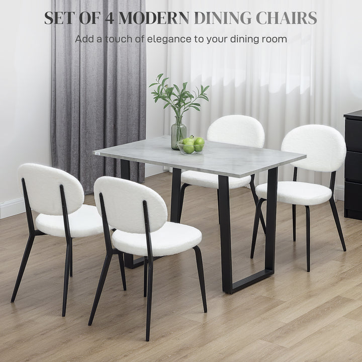 Set of Four Boucle Dining Chairs - White