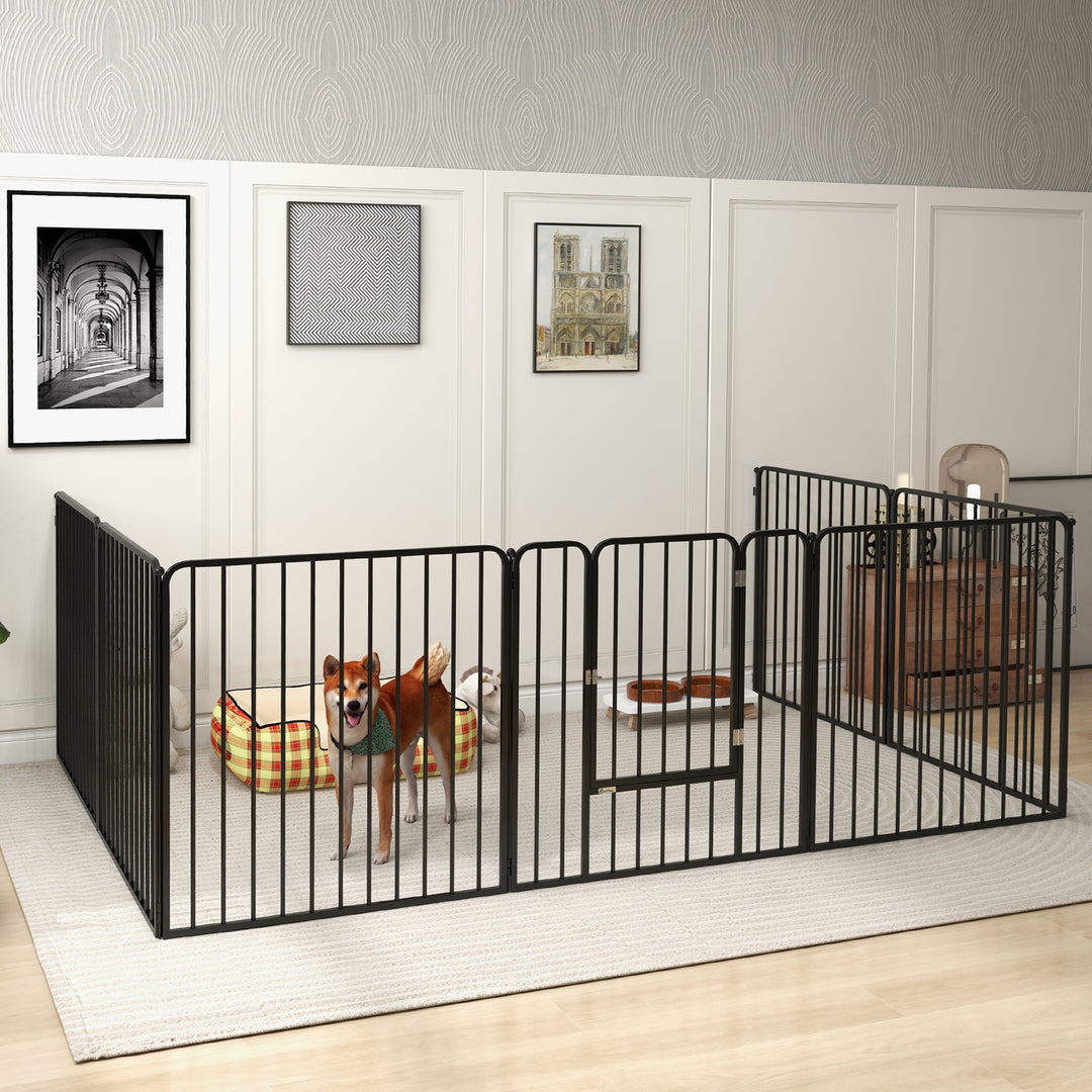 PawHut 8 Panels Heavy Duty Dog Pen, 80cm Height Pet Playpen for Indoor Outdoor, Small and Medium Dogs