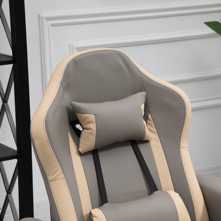 Manual Recliner Armchair PU Leather Lounge Chair w/ Adjustable Leg Rest, 135° Reclining Function, 360° Swivel, Grey
