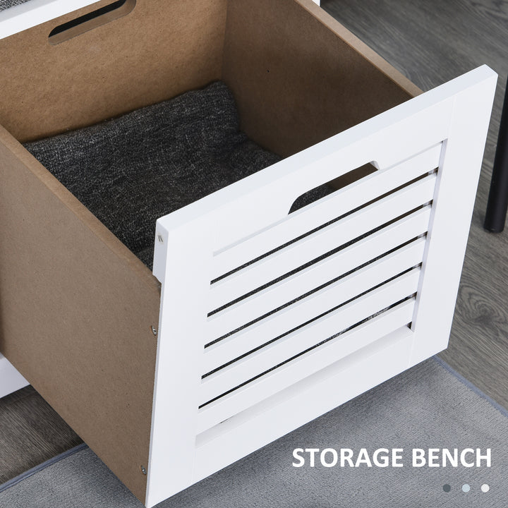 HOMCOM White Storage Bench with 3 Drawers & Removable Grey Seat Cushion Hallway Organisation furniture