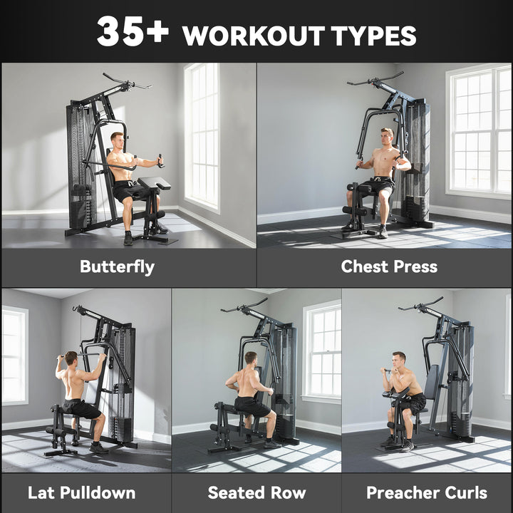 Multi Gym with Adjustable Seat and Back, All in One Home Gym Machine w