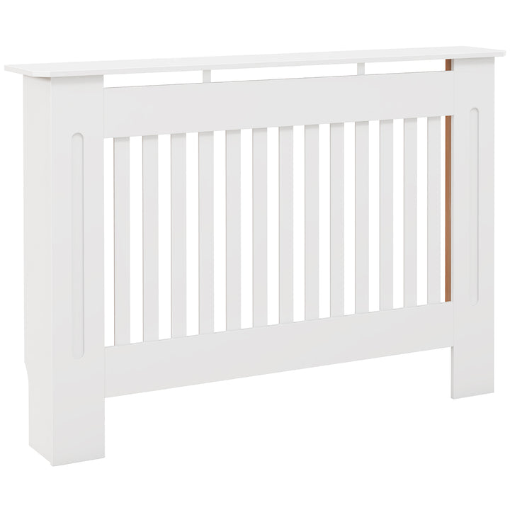 Slatted Radiator Cover Painted Cabinet MDF Lined Grill in White (112L x 19W x 81H cm)