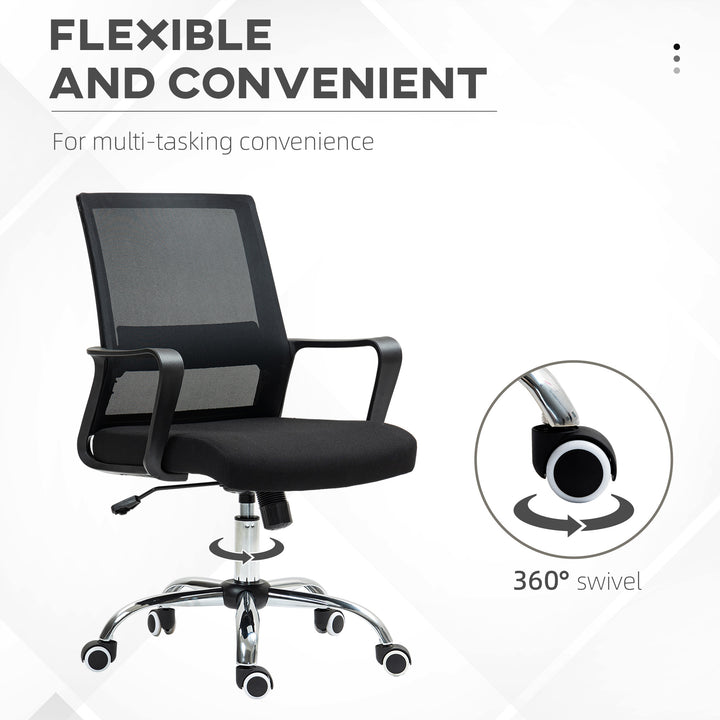 Mesh Back Office Chair, with Wheels - Black