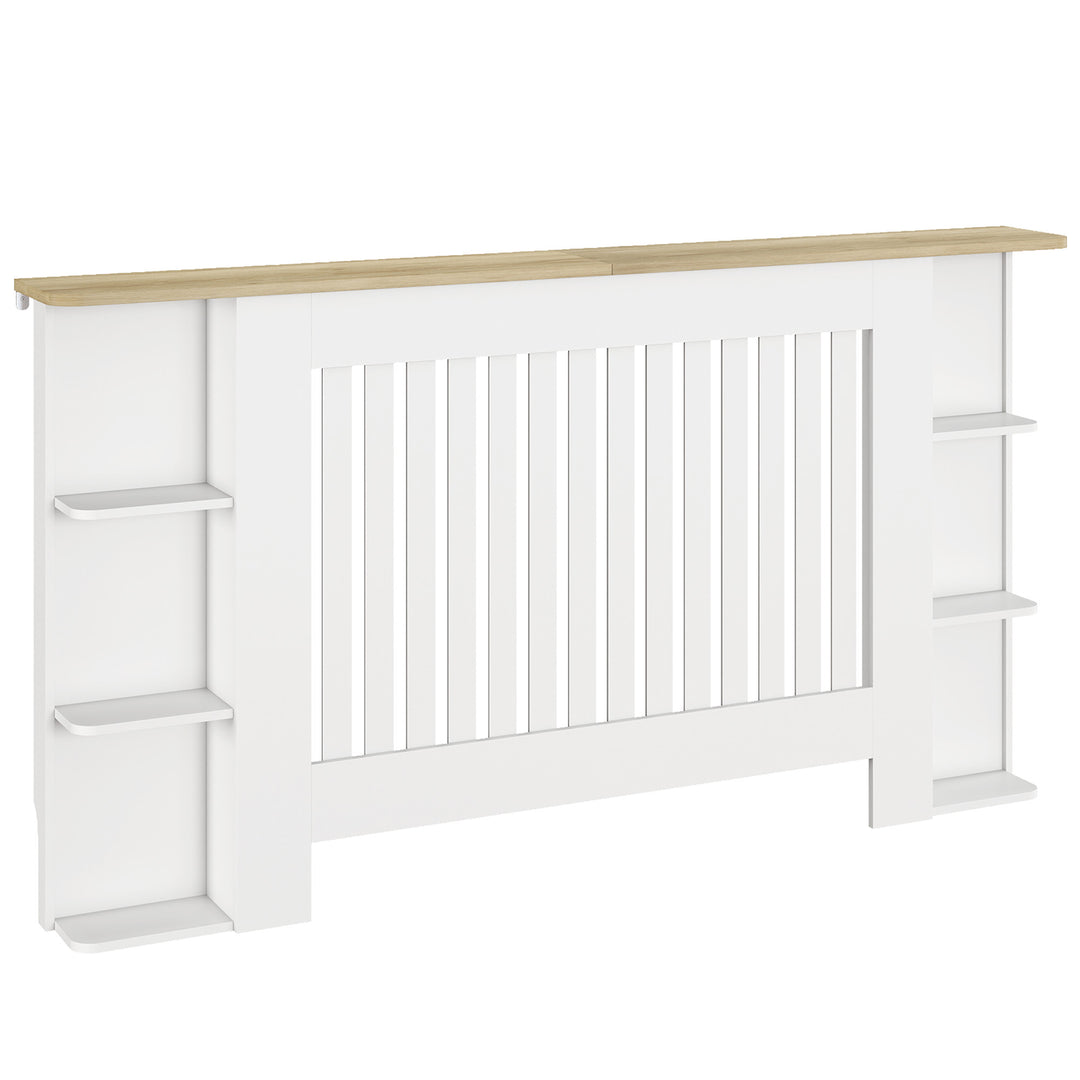 MCL Radiator Cover with Open Storage Shelves, Vertical Slatted Cabinet Shelf Heater Cover for Living Room, Hallway, Large, White (H: 83 / W: 152 / D: 19 cm)
