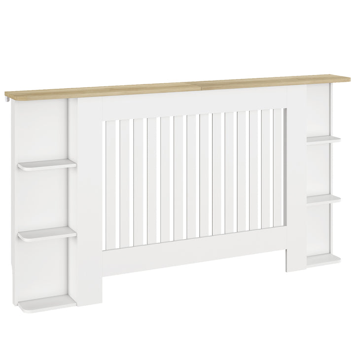 MCL Radiator Cover with Open Storage Shelves, Vertical Slatted Cabinet Shelf Heater Cover for Living Room, Hallway, Large, White (H: 83 / W: 152 / D: 19 cm)