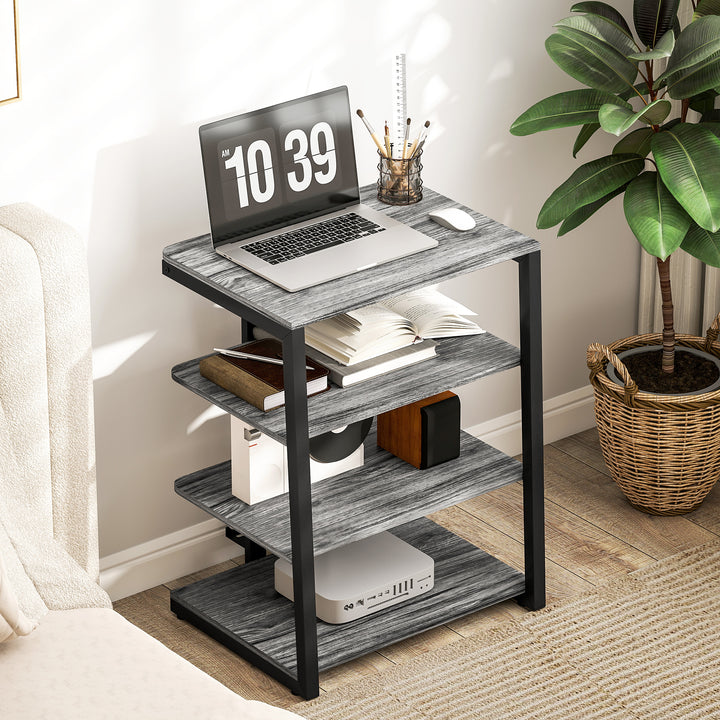 HiFi Stand, with Four Storage Shelves - Dark Grey