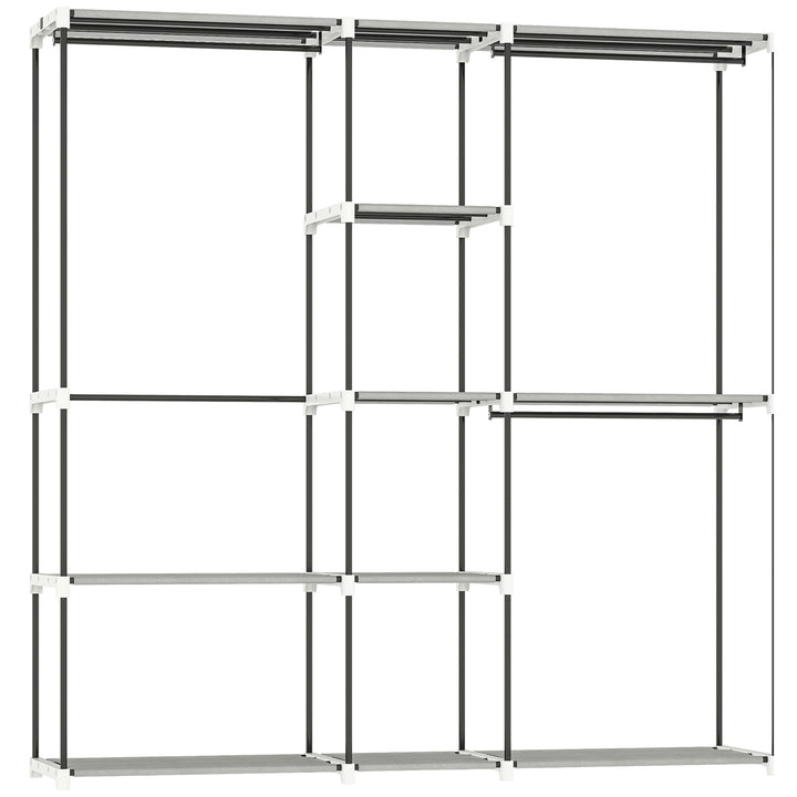 Portable Wardrobe, Open Clothes Wardrobe with 8 Shelves, 3 Hanging Rai
