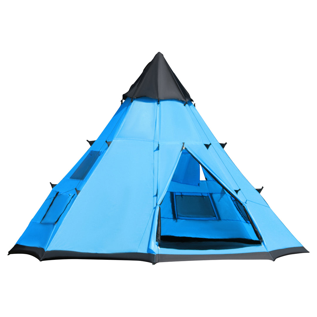 6 Men Tipi Tent with Carry Bag - Blue