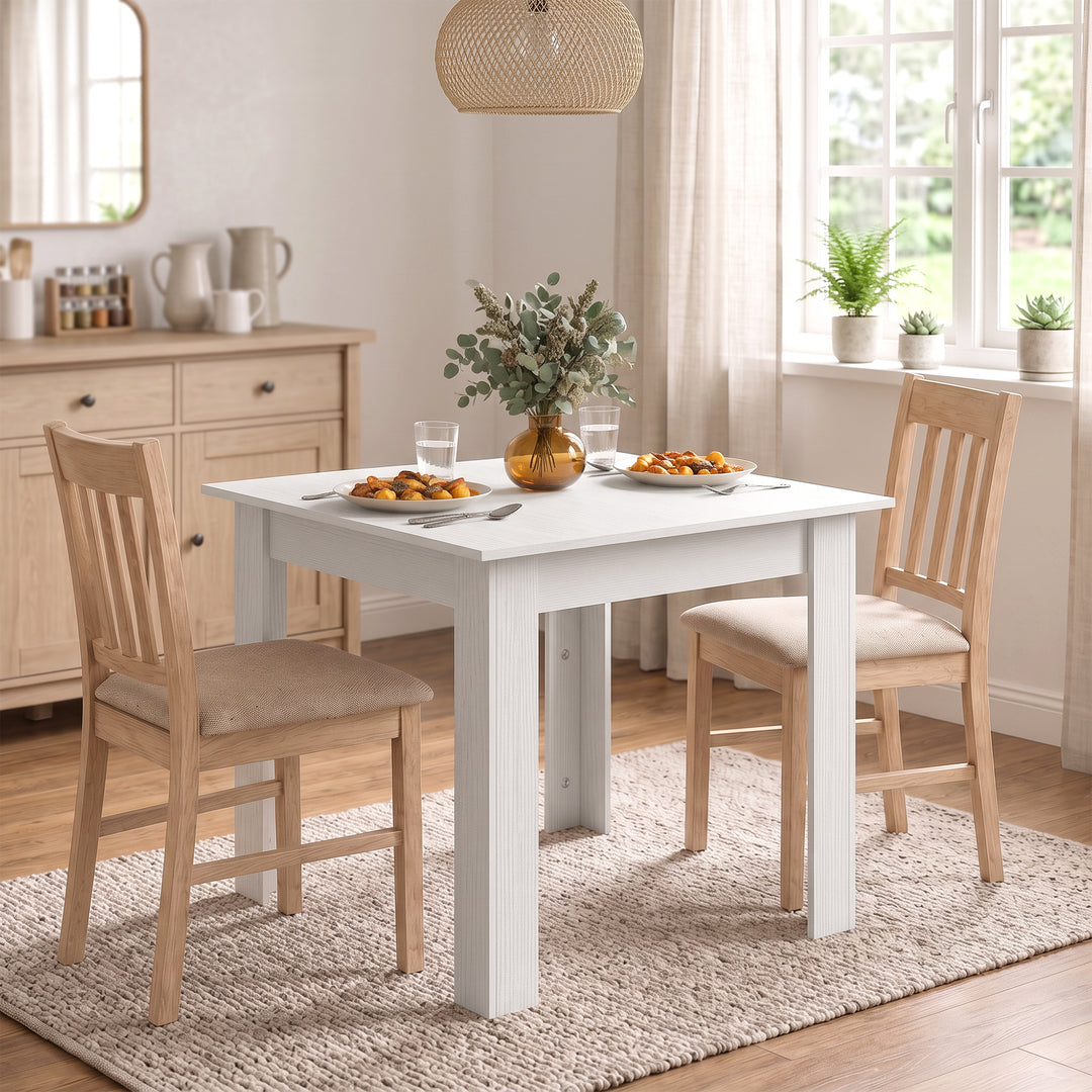 Square Dining Table, Modern Small Dining Table with Wood Effect, Space